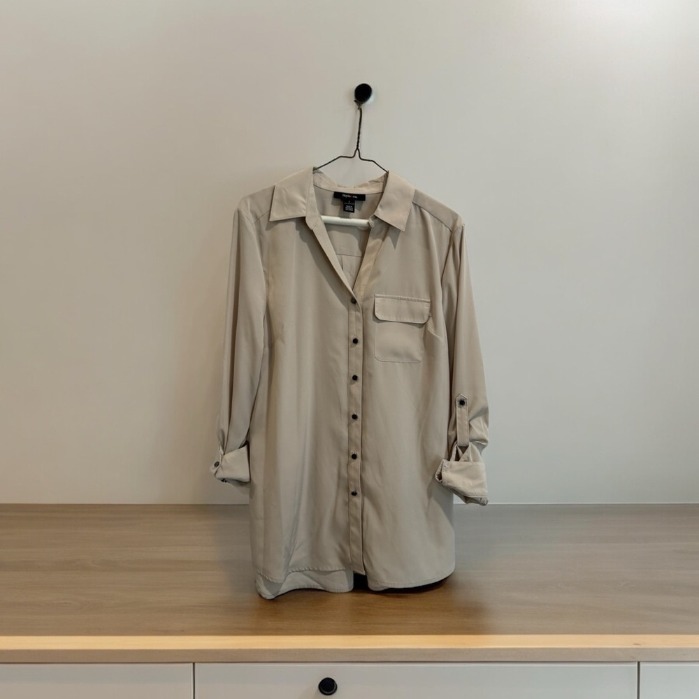 Style & CO beige button up blouse
